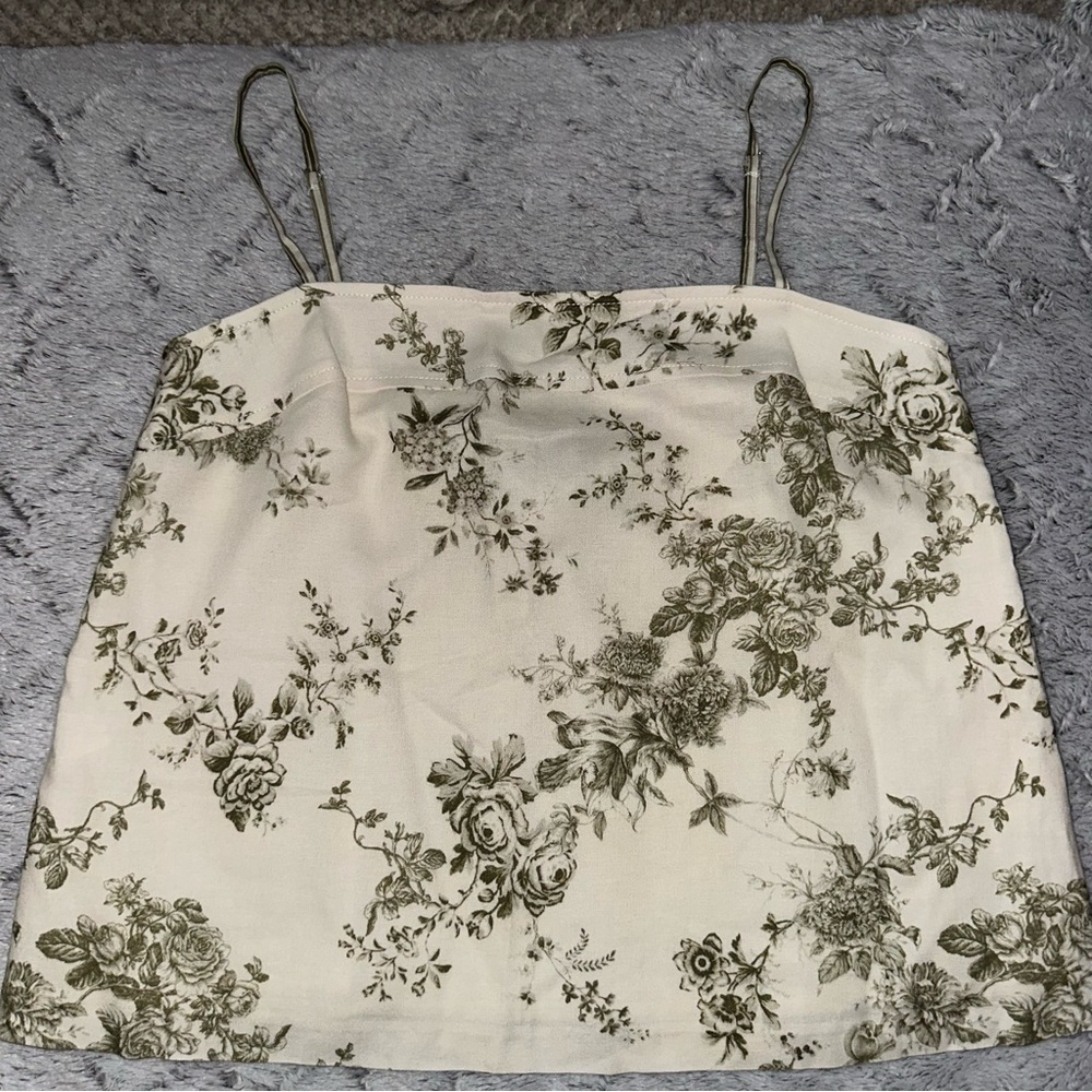 ANTONIO MELANI Cream and Green Floral Camisole
